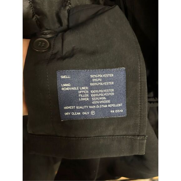 Ralph Lauren Large (L) Wool Blend Black Jacket Removable Liner Rain Stain Repell - Picture 6 of 8